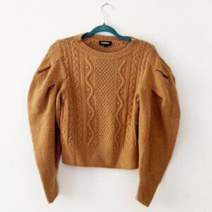 Express cable knit puff-sleeve sweater with puffed sleeves — Women's XS